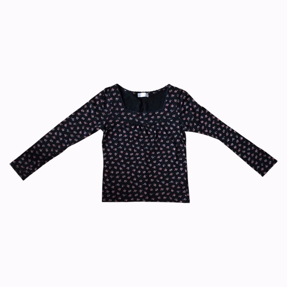 Floral Black Long Sleeve Top
